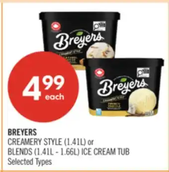 Shoppers Drug Mart BREYERS CREAMERY STYLE (1.41L) or BLENDS (1.41L - 1.66L) ICE CREAM TUB offer