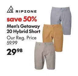 Sport Chek RIPZONE MEN'S GETAWAY 20 HYBRID SHORTS offer