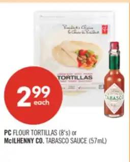 Shoppers Drug Mart PC FLOUR TORTILLAS (8's) or McILHENNY CO. TABASCO SAUCE (57mL) offer