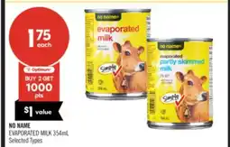 Shoppers Drug Mart NO NAME EVAPORATED MILK offer