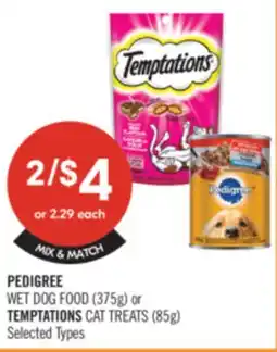 Shoppers Drug Mart PEDIGREE WET DOG FOOD (375g) TEMPTATIONS CAT TREATS (85g) offer