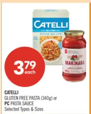 Shoppers Drug Mart CATELLI GLUTEN FREE PASTA (340g) or PC PASTA SAUCE offer