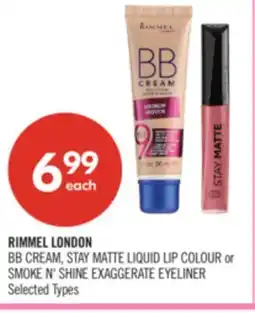 Shoppers Drug Mart RIMMEL LONDON BB CREAM, STAY MATTE LIQUID LIP COLOUR or SMOKE N' SHINE EXAGGERATE EYELINER offer