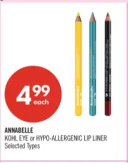 Shoppers Drug Mart ANNABELLE KOHL EYE or HYPO-ALLERGENIC LIP LINER offer