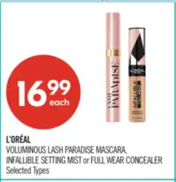 Shoppers Drug Mart L'ORÉAL VOLUMINOUS LASH PARADISE MASCARA, INFALLIBLE SETTING MIST or FULL WEAR CONCEALER offer