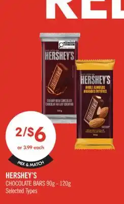 Shoppers Drug Mart HERSHEY'S CHOCOLATE BARS 90g - 120g offer