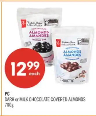 Shoppers Drug Mart PC DARK or MILK CHOCOLATE COVERED ALMONDS offer
