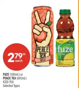 Shoppers Drug Mart FUZE (500mL) or PEACE TEA (695mL) ICED TEA offer
