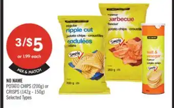 Shoppers Drug Mart NO NAME POTATO CHIPS (200g) or CRISPS (142g-150g) offer