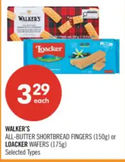 Shoppers Drug Mart WALKER'S ALL-BUTTER SHORTBREAD FINGERS (150g) or LOACKER WAFERS (175g) offer