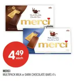 Shoppers Drug Mart MERCI MULTIPACK MILK or DARK CHOCOLATE BARS offer