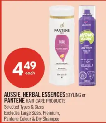 Shoppers Drug Mart AUSSIE, HERBAL ESSENCES STYLING or PANTENE HAIR CARE PRODUCTS offer