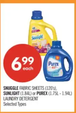 Shoppers Drug Mart SNUGGLE FABRIC SHEETS (120's), SUNLIGHT (1.84L) or PUREX (1.75L - 1.94L) LAUNDRY DETERGENT offer