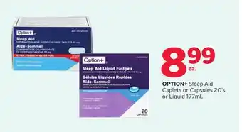 Rexall OPTION+ Sleep Aid Caplets or Capsules 20's or Liquid 177mL offer