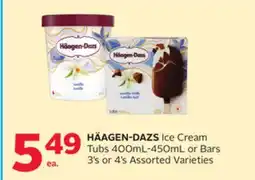 Rexall HÄAGEN-DAZS Ice Cream Tub 400mL-450mL or Bars 3's or 4's offer