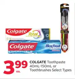 Rexall COLGATE Toothpaste 40mL-150mL or Toothbrushes offer