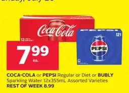 Rexall COCA-COLA or PEPSI Regular or Diet or BUBLY Sparkling Water offer