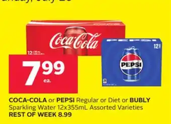 Rexall COCA-COLA or PEPSI Regular or Diet or BUBLY Sparkling Water offer