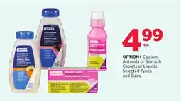 Rexall OPTION+ Calcium Antacids or Bismuth Caplets or Liquids offer