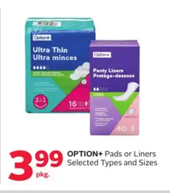 Rexall OPTION+ Pads or Liners offer