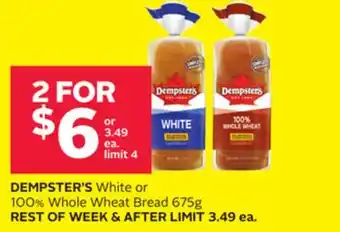 Rexall DEMPSTER'S White or 100% Whole Wheat Bread offer
