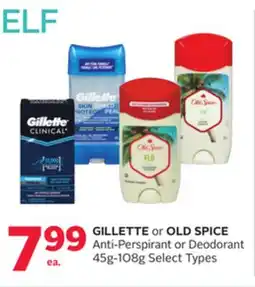 Rexall GILLETTE or OLD SPICE Anti-Perspirant or Deodorant offer