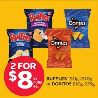 Rexall RUFFLES 190g-200g or DORITOS 210g-235g offer