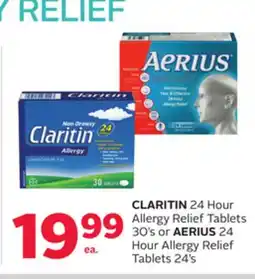 Rexall CLARITIN 24 Hour Allergy Relief Tablets 30's or AERIUS 24 Hour Allergy Relief Tablets 24's offer