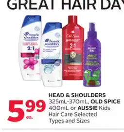 Rexall HEAD & SHOULDERS 325ml-370ml, OLD SPICE 400ml or AUSSIE Kids offer