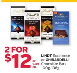 Rexall LINDT Excellence or GHIRARDELLI Chocolate Bars offer