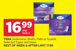 Rexall TENA Underwear, Briefs, Pads or Guards offer