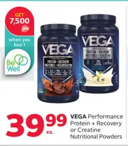 Rexall VEGA Performance Protein + Recovery or Creatine Nutritional Powders offer