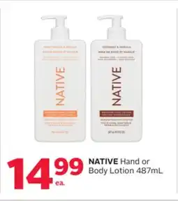 Rexall NATIVE Hand or Body Lotion offer