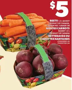Independent City Market BEETS, 1.5 L BASKET OR NANTES CARROTS, BASKET offer