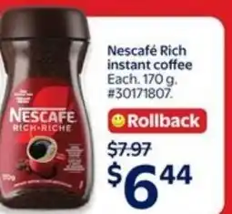 Walmart Nescafé Rich instant coffee offer