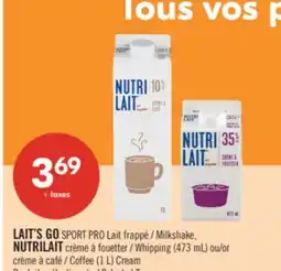 Pharmaprix LAIT'S GO SPORT PRO Milkshake, NUTRILAIT Whipping (473 mL) or Coffee (1 L) Cream offer