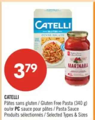 Pharmaprix CATELLI Gluten Free Pasta (340 g) or PC Pasta Sauce offer