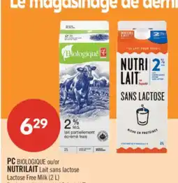 Pharmaprix PC BIOLOGIQUE or NUTRILAIT Lactose Free Milk (2 L) offer