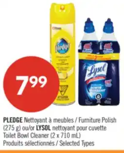Pharmaprix PLEDGE Furniture Polish (275 g) or LYSOL Toilet Bowl Cleaner (2 x 710 mL) offer