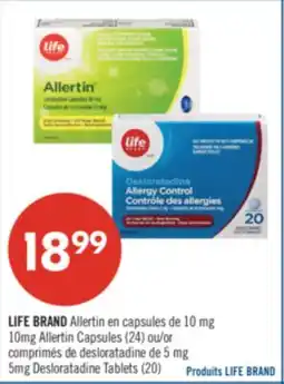 Pharmaprix LIFE BRAND 10 mg 10mg Allertin Capsules (24) or 5mg Desloratadine Tablets (20) offer