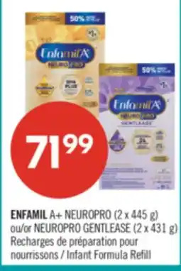 Pharmaprix ENFAMIL A+ NEUROPRO (2 x 445 g) or NEUROPRO GENTLEASE (2 x 431 g) Infant Formula Refill offer