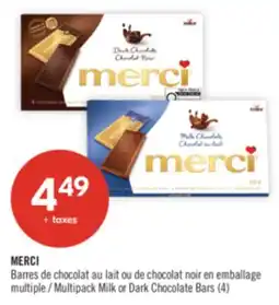 Pharmaprix MERCI Multipack Milk or Dark Chocolate Bars offer