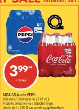 Pharmaprix COCA-COLA or PEPSI Beverages offer