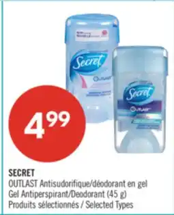 Pharmaprix SECRET OUTLAST Gel Antiperspirant/Deodorant offer