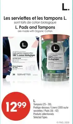 Pharmaprix L. Tampons (25 - 30), Liners (100) or Pads (36 - 42) offer