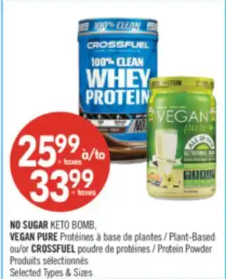 Pharmaprix NO SUGAR KETO BOMB VEGAN PURE Plant-Based or CROSSFUEL Protein Powder offer