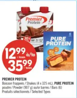 Pharmaprix PREMIER PROTEIN Shakes (4 x 325 mL), PURE PROTEIN Powder (907 g) or Bars (6) offer