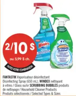 Pharmaprix FANTASTIK Disinfecting Spray (650 mL), WINDEX Glass or SCRUBBING BUBBLES Household Cleaner Products offer