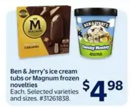 Walmart Ben & Jerry's ice cream tubs or Magnum frozen novelties offer