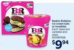 Walmart Baskin-Robbins ice cream tubs or novelties offer